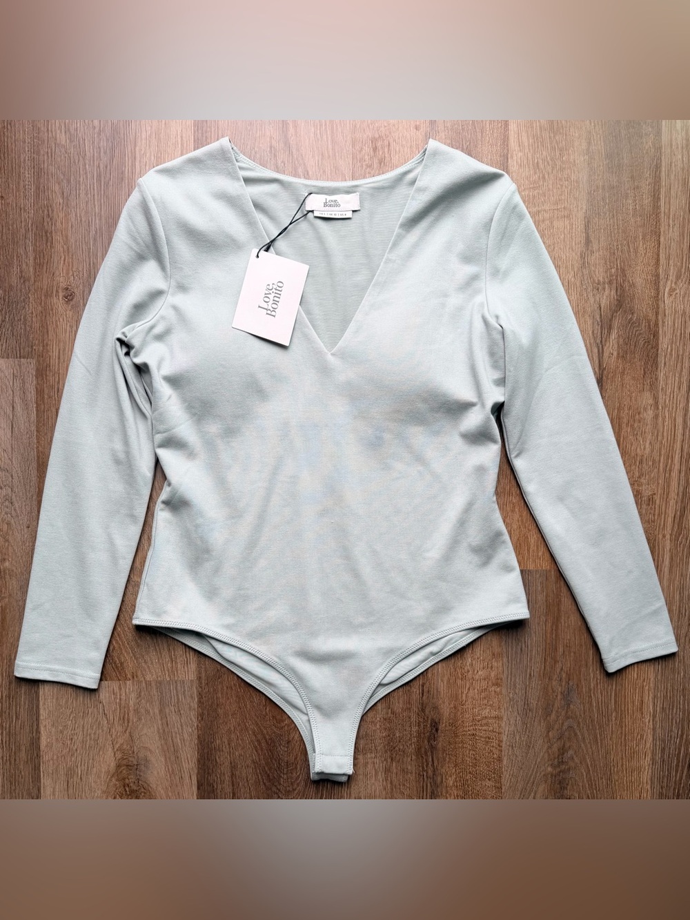 🆕 LOVE BONITO | Long Sleeve V-Neck Bodysuit | Minimalist Stretch Top